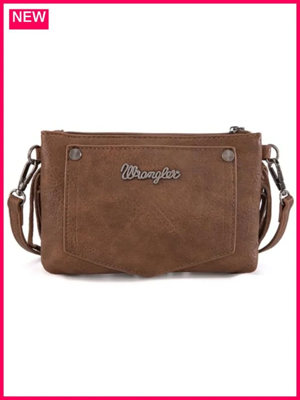 Faux Leather Crossbody Wristlet Fringe Bag with Adjustable Strap